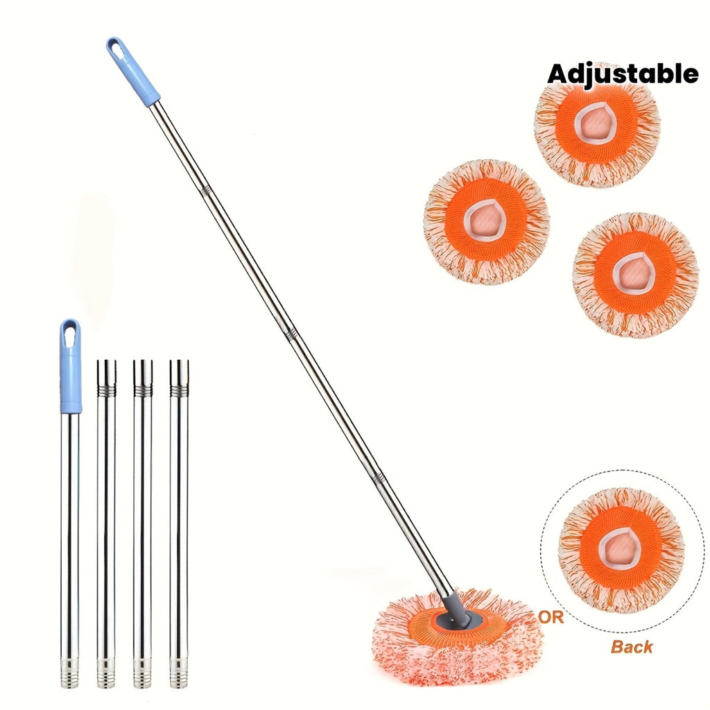 Household Dust Cleaning Tool with Adjustable Rotating Mop - Features a 360° Rotating Long Handle, Comes with Three Reusable Mop Heads, Suitable for Floors, Walls, Ceilings, And Window Furniture, Easy to Assemble, a Great Helper for Home