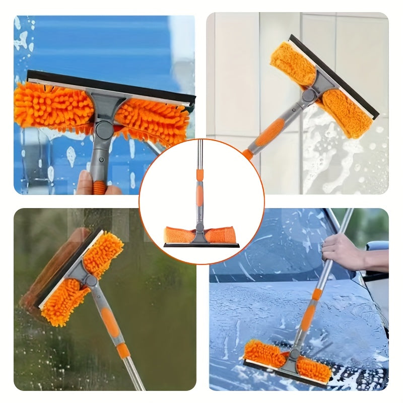 Extra-Long 2-in-1 Professional Window Squeegee Mop, Telescopic High-Place Cleaning Kit & Dust Mop Cleaning Set, Telescopic Pole Suitable for High Window Cleaning, Outdoor Cleaning Tools, Christmas\u002FGift, Great Christmas Gift, Household Window Cleaning