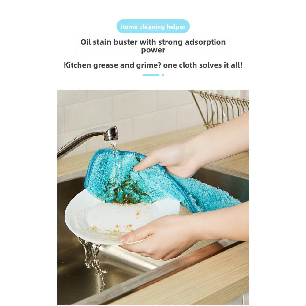 7pcs Set, New Thickened Coral Fleece Rag, Absorbent Household Kitchen Cleaning Cloth, Multi-functional Decontamination Scouring Cloth
