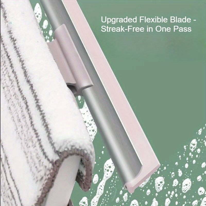 5pcs set 2-in-1 Glass Cleaner & Scraper Kit with 4 Replacement Pads - Stainless Steel & Plastic Squeegee for Windows, Shower Tiles, Bathroom, Wall and Floor Cleaning (Streak-Free)