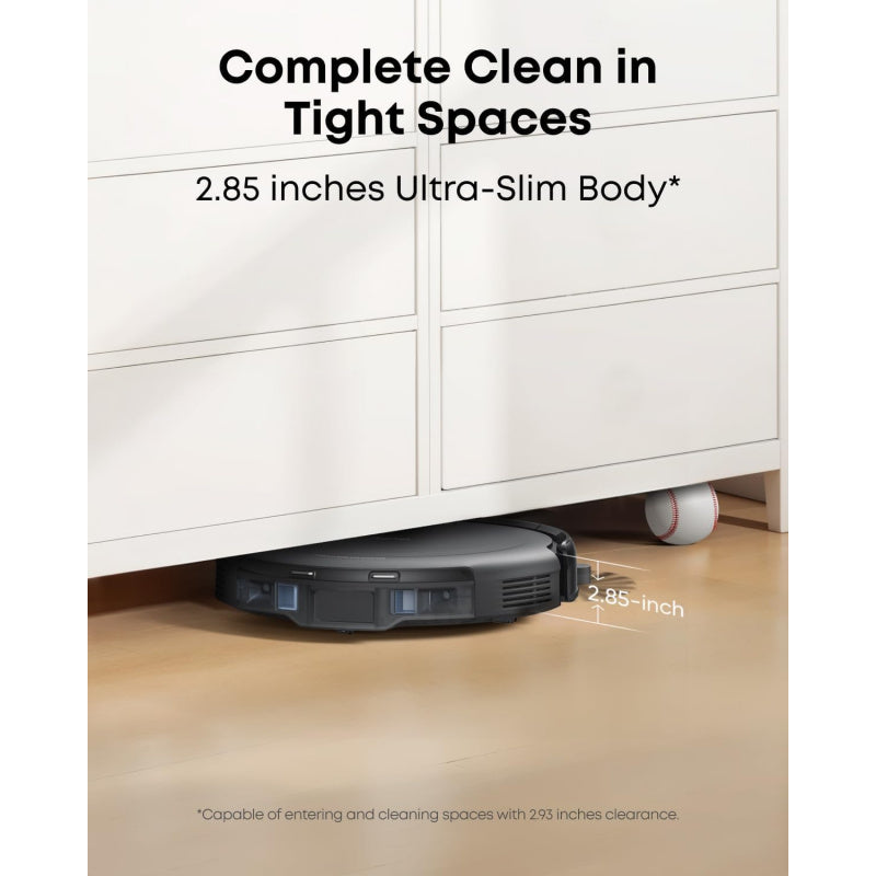 eufy Robot Vacuum C10 with Self Emptying, 8 Weeks Hands Free, Smart Mapping with LiDAR Navigation, 2.85-Inch Slim Design, Powerful Suction, Edge Expansion Brush for Pet Hair +Replacement Accessories