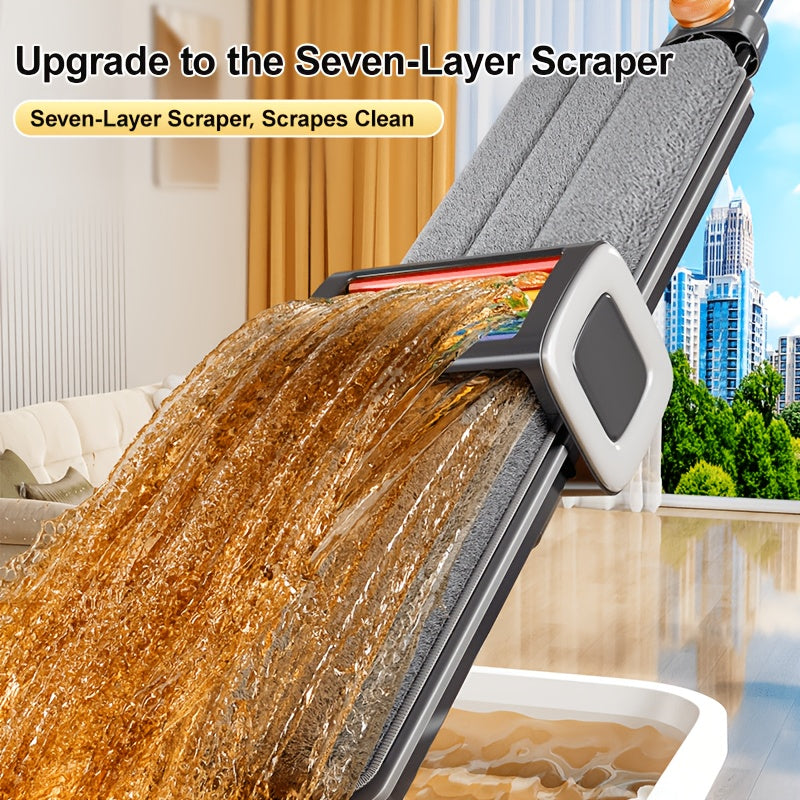 Mop and Bucket Set, Flat Mop for Floor Cleaning, Home Dry & Wet Mop with Washable Mop Pads, Efficiently Picks Up Pet Hair & Dust for Hardwood, Tile, Laminate & Vinyl, Patio