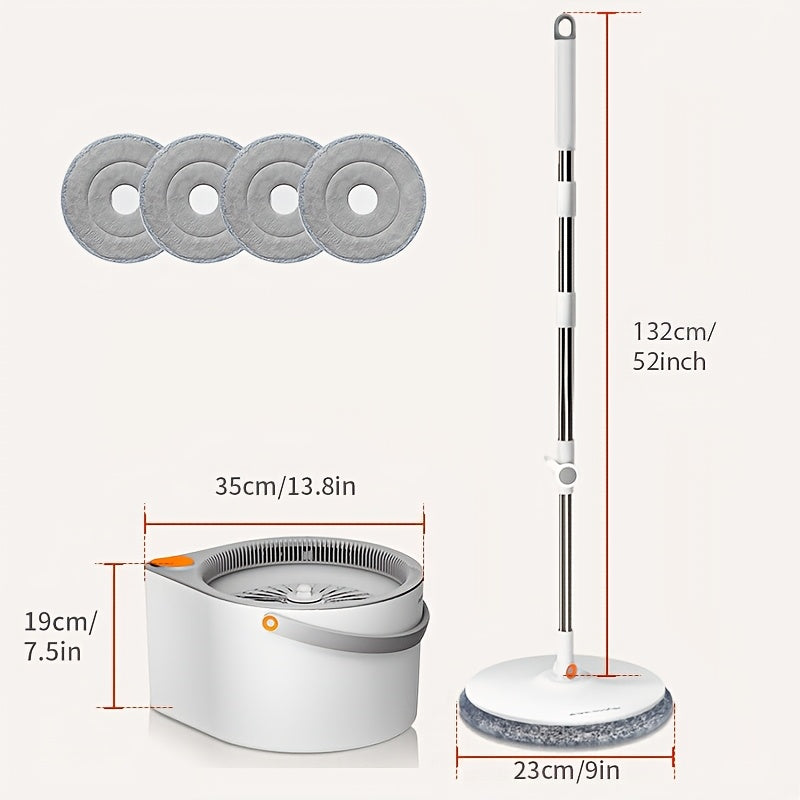 1 Set, Self-Cleaning Spin Mop with 4 Pads, Wash And Dry with One Mop, Dirty And Clean Separation Spin Mop, Turbine Spin Cleaning Mop, Flat Mop And Bucket Set, Labor-Saving And Water-Efficient Mop