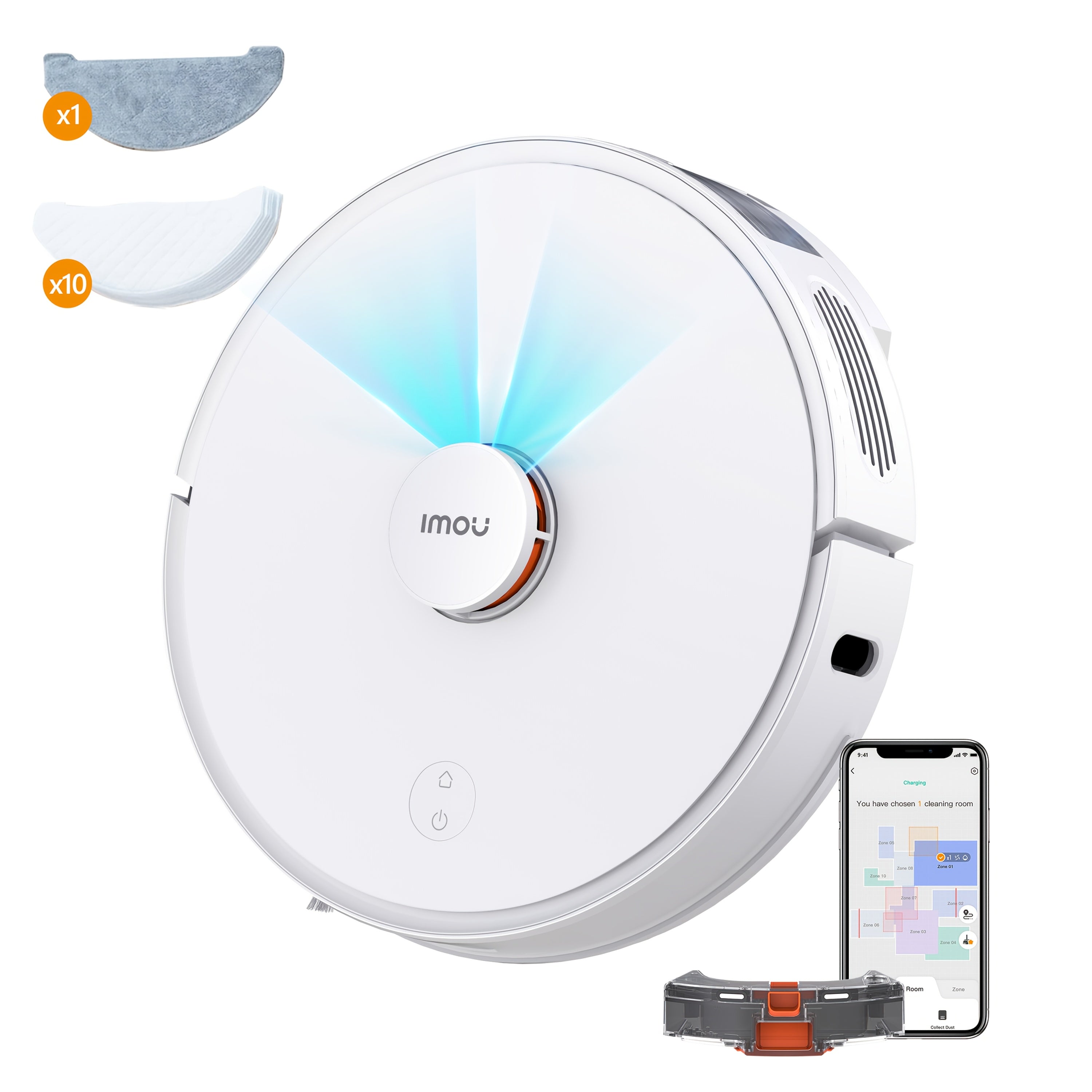 Imou L11 Robotic Vacuum with Mopping Function: 2700Pa Powerful Suction, Laser Navigation, Obstacle Avoidance, Self-Charging - Effectively Handles Pet Hair on Any Surface