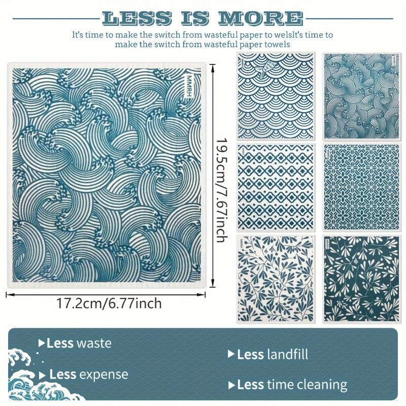 3\u002F6 Pack of Japanese Style Swedish Style Rags, Non- Wood Pulp Fiber, Water-Absorbing Quick-Drying Cleaning Rags, Reusable Decorative Household Kitchen Towels, Living Room, Bedroom - Washable Dish Towels