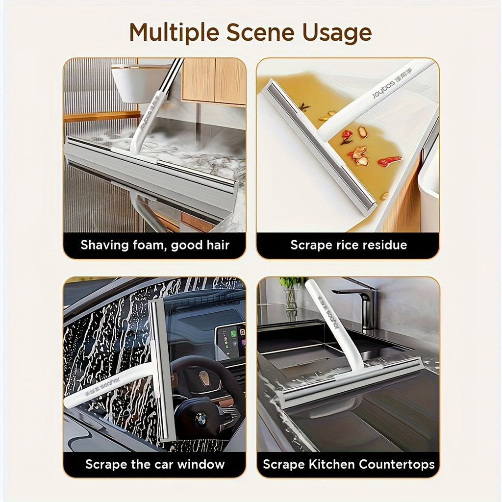 Durable|Flexible Durable Flexible 1pc Window Glass Wiper with Scraper | Long Handle Non-Slip Robust Construction | Versatile Telescopic Cleaning Tool for Glass Doors Tiles Cars Mirrors Windows