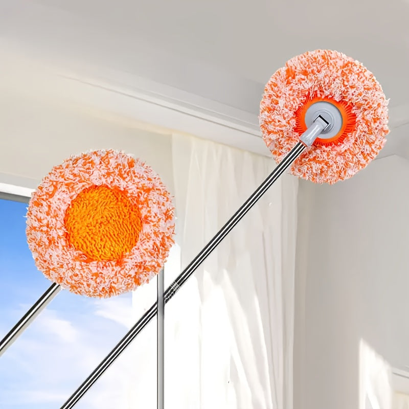Household Dust Cleaning Tool with Adjustable Rotating Mop - Features a 360° Rotating Long Handle, Comes with Three Reusable Mop Heads, Suitable for Floors, Walls, Ceilings, And Window Furniture, Easy to Assemble, a Great Helper for Home