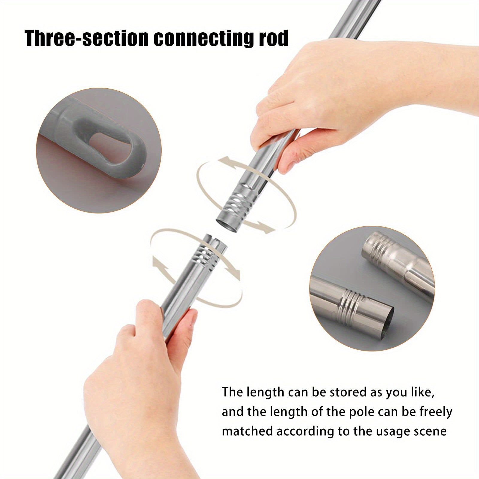 Household Dust Cleaning Tool with Adjustable Rotating Mop - Features a 360° Rotating Long Handle, Comes with Three Reusable Mop Heads, Suitable for Floors, Walls, Ceilings, And Window Furniture, Easy to Assemble, a Great Helper for Home