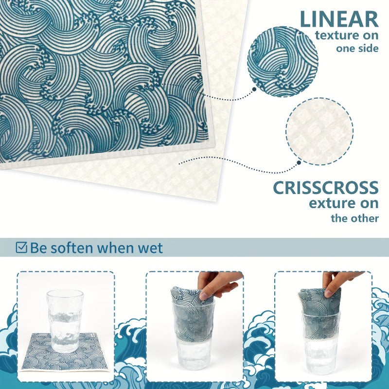 3\u002F6 Pack of Japanese Style Swedish Style Rags, Non- Wood Pulp Fiber, Water-Absorbing Quick-Drying Cleaning Rags, Reusable Decorative Household Kitchen Towels, Living Room, Bedroom - Washable Dish Towels
