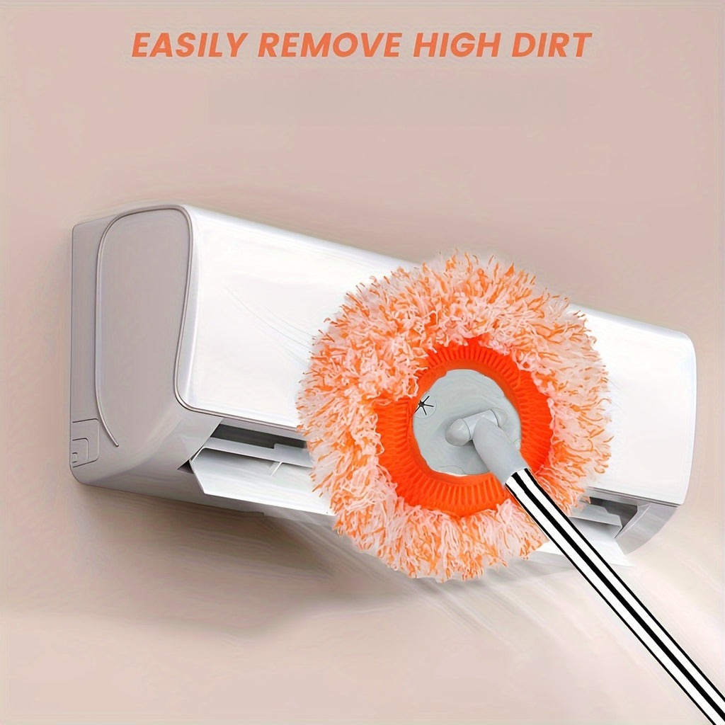 Household Dust Cleaning Tool with Adjustable Rotating Mop - Features a 360° Rotating Long Handle, Comes with Three Reusable Mop Heads, Suitable for Floors, Walls, Ceilings, And Window Furniture, Easy to Assemble, a Great Helper for Home