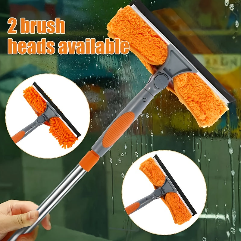 Extra-Long 2-in-1 Professional Window Squeegee Mop, Telescopic High-Place Cleaning Kit & Dust Mop Cleaning Set, Telescopic Pole Suitable for High Window Cleaning, Outdoor Cleaning Tools, Christmas\u002FGift, Great Christmas Gift, Household Window Cleaning