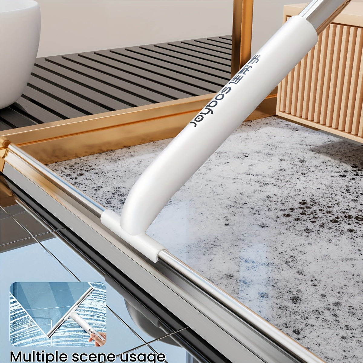 Durable|Flexible Durable Flexible 1pc Window Glass Wiper with Scraper | Long Handle Non-Slip Robust Construction | Versatile Telescopic Cleaning Tool for Glass Doors Tiles Cars Mirrors Windows