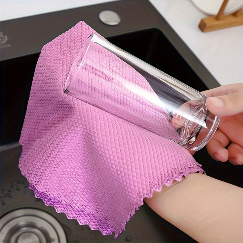 6\u002F 12 Microfiber Glass Cleaning Cloth - No Trace, Reusable, Anti-Shrinkage, Anti-Wrinkle, Non-Fading, Suitable for Window, Cutlery And Home Cleaning