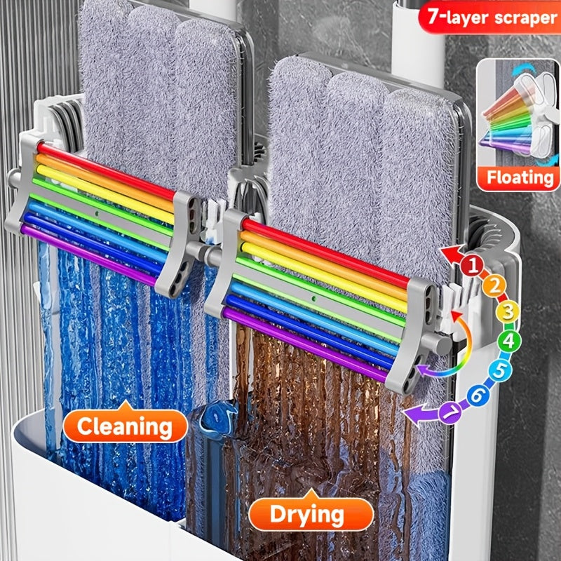 Home Mop And Bucket Set, Extra-Large Flat Mop, Home Floor Cleaning Tool, Suitable for Hardwood Floors, Tile, And Laminate Flooring, for Cleaning Living Rooms, Kitchens, And Bedrooms, Cleaning Supplies, Cleaning Set
