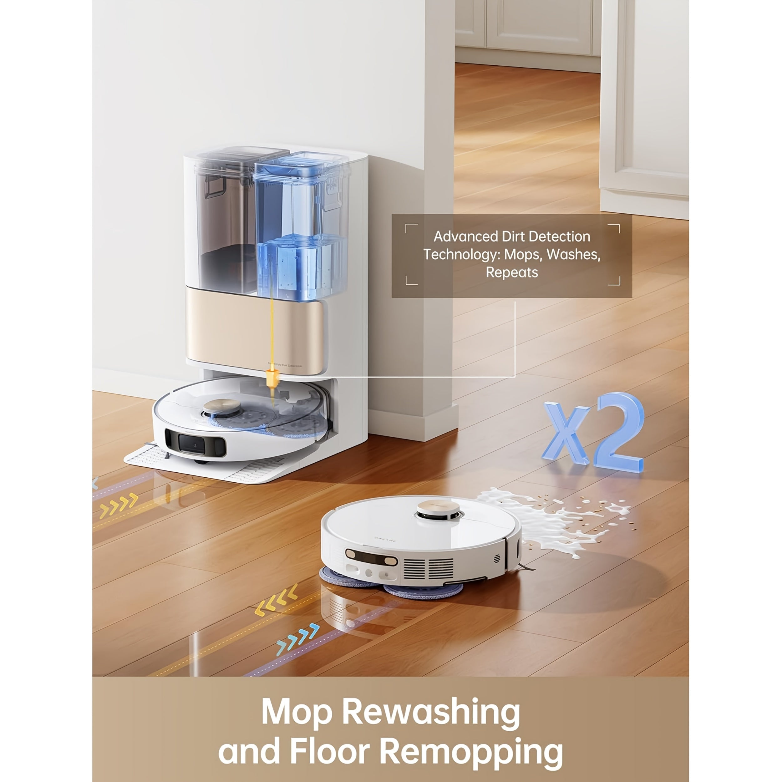 Dreame Heat Robot Vacuum And Mop Combo, Mop Extend, 7000Pa Suction, Auto Robot Care And Maintenance, 136°F Hot Water Mop Self-Cleaning, Obstacle Avoidance, Ideal for Hair, Carpets