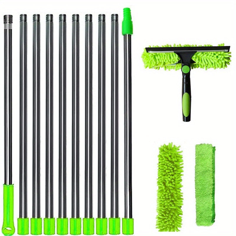 Extra-Long 2-in-1 Professional Window Squeegee Mop, Telescopic High-Place Cleaning Kit & Dust Mop Cleaning Set, Telescopic Pole Suitable for High Window Cleaning, Outdoor Cleaning Tools, Christmas\u002FGift, Great Christmas Gift, Household Window Cleaning