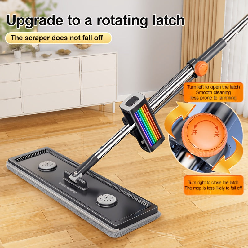Mop and Bucket Set, Flat Mop for Floor Cleaning, Home Dry & Wet Mop with Washable Mop Pads, Efficiently Picks Up Pet Hair & Dust for Hardwood, Tile, Laminate & Vinyl, Patio