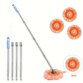 Household Dust Cleaning Tool with Adjustable Rotating Mop - Features a 360° Rotating Long Handle, Comes with Three Reusable Mop Heads, Suitable for Floors, Walls, Ceilings, And Window Furniture, Easy to Assemble, a Great Helper for Home