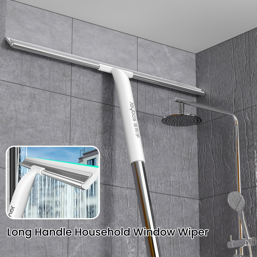 Durable|Flexible Durable Flexible 1pc Window Glass Wiper with Scraper | Long Handle Non-Slip Robust Construction | Versatile Telescopic Cleaning Tool for Glass Doors Tiles Cars Mirrors Windows