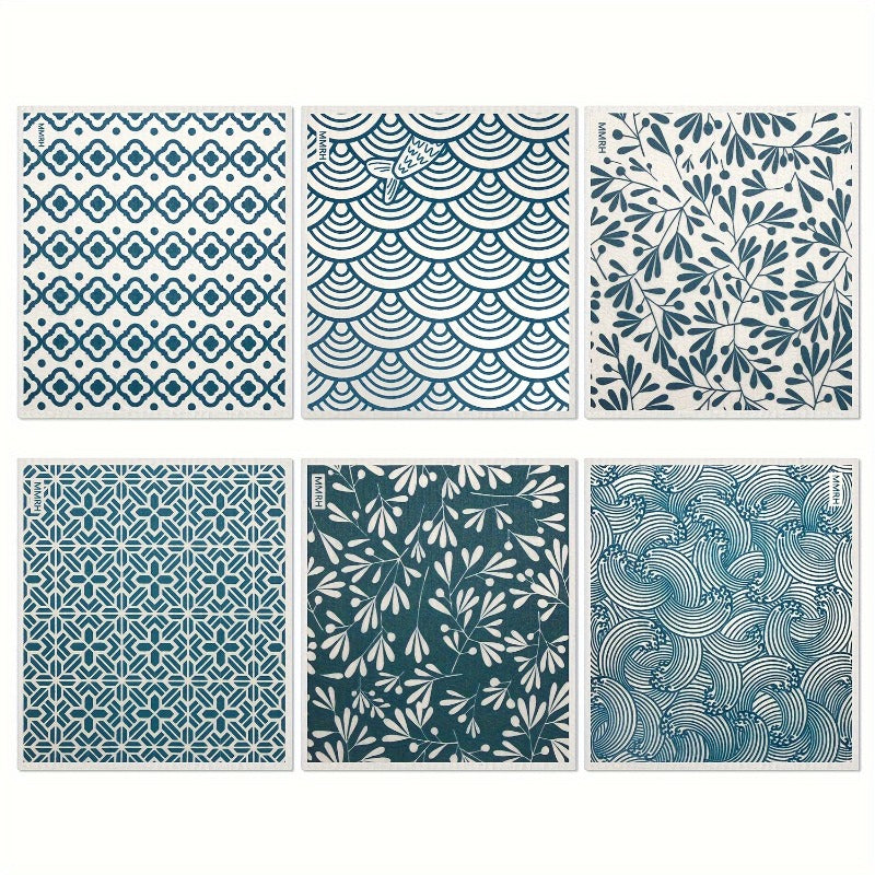 3\u002F6 Pack of Japanese Style Swedish Style Rags, Non- Wood Pulp Fiber, Water-Absorbing Quick-Drying Cleaning Rags, Reusable Decorative Household Kitchen Towels, Living Room, Bedroom - Washable Dish Towels