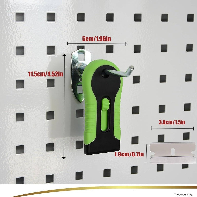 Heavy-Duty Plastic Blade Scraper with Interchangeable Blades & Storage Box - Adhesive Remover for Glass, Window, Walls, Floors - Multi-Surface Decal, Sticker, Gasket Remover with Ergonomic Handle & Blades - Safe on Delicate Surfaces (No S