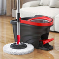 3pcs Heavy Duty Spin Mop Set with Extendable Handle And Bucket - Manual Pressurized Dual Drive Floor Mop, Hands-Free Cleaning Mop, Ergonomic Handle, Durable Construction for Home, Kitchen, Bathroom, Living Room - Ideal for Hardwood, Tile