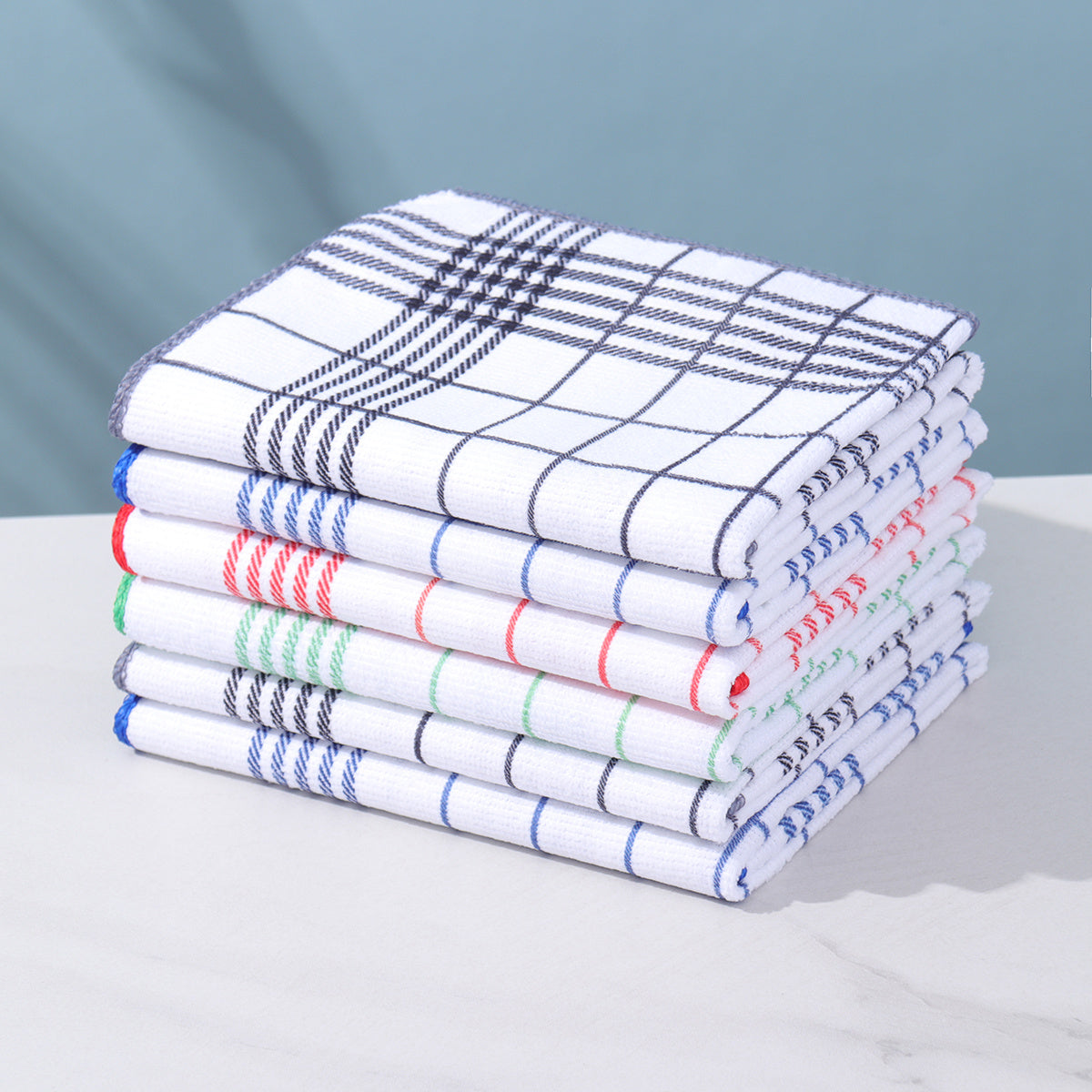 A Set of 12 Highly Absorbent And Lint-Free Dishcloths, Perfect for Quick Cleaning, Ideal for Coffee Machines, Featuring Plaid And Checkered Designs, Suitable for Kitchens And Dining Areas, And Can Be Given As Gift Towels