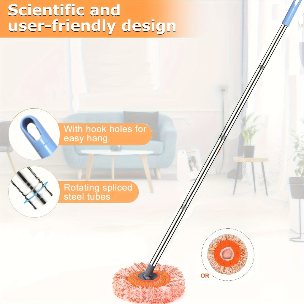 Household Dust Cleaning Tool with Adjustable Rotating Mop - Features a 360° Rotating Long Handle, Comes with Three Reusable Mop Heads, Suitable for Floors, Walls, Ceilings, And Window Furniture, Easy to Assemble, a Great Helper for Home