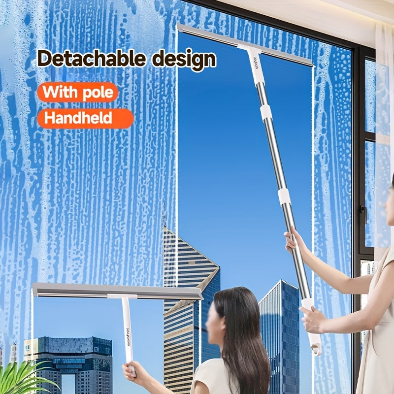 1pc, a Handheld Glass Scraper with a Detachable Rod, Designed for Household Cleaning. This Multifunctional Is Suitable for Countertops, Mirrors, Shower Doors, And Other Cleaning Tasks in The Bathroom And Kitchen