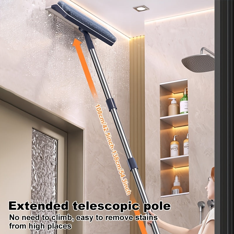 1 glass cleaning brush, multiple sizes available, dual-purpose for scraping and brushing, high appearance, can be rotated 360° by pressing the rainbow button, suitable for cleaning: glass, cars, countertops, window brushes, etc.
