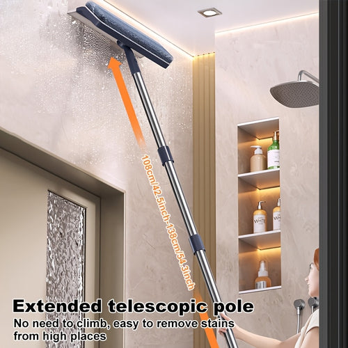 1 glass cleaning brush, multiple sizes available, dual-purpose for scraping and brushing, high appearance, can be rotated 360° by pressing the rainbow button, suitable for cleaning: glass, cars, countertops, window brushes, etc.