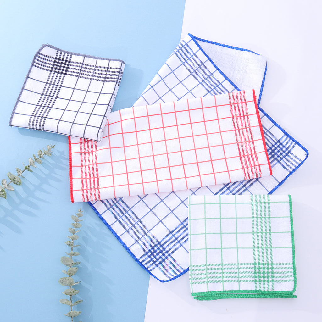 A Set of 12 Highly Absorbent And Lint-Free Dishcloths, Perfect for Quick Cleaning, Ideal for Coffee Machines, Featuring Plaid And Checkered Designs, Suitable for Kitchens And Dining Areas, And Can Be Given As Gift Towels