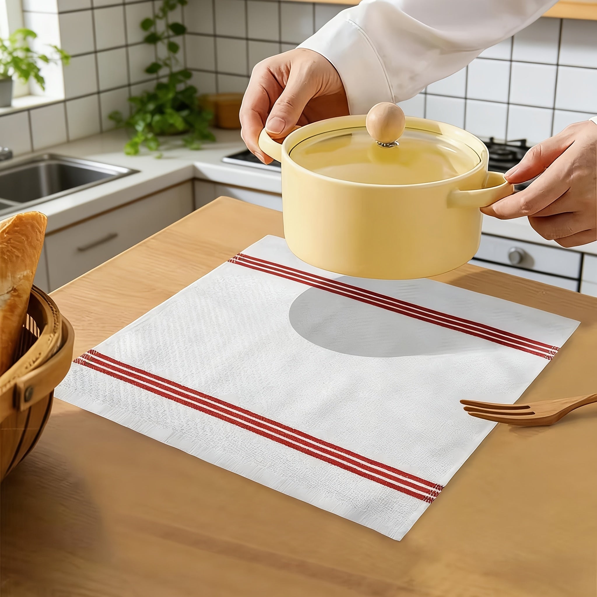 12pcs 100% Kitchen Towel Set | 6 Hand Towels (15 'X 25'), 6 Dishtowels (12 'X 12') - Striped, Water-absorbing and Durable for Cooking, Cleaning and Drying - Perfect for Christmas and Holiday Kitchens