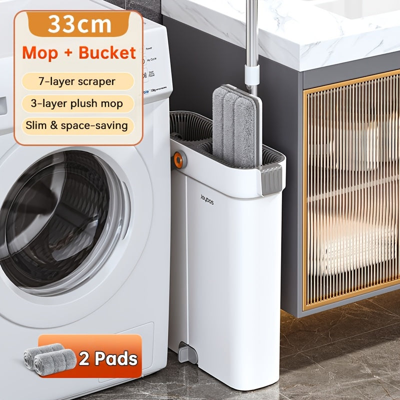 Home Mop And Bucket Set, Extra-Large Flat Mop, Home Floor Cleaning Tool, Suitable for Hardwood Floors, Tile, And Laminate Flooring, for Cleaning Living Rooms, Kitchens, And Bedrooms, Cleaning Supplies, Cleaning Set