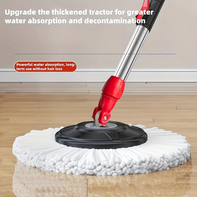 3pcs Heavy Duty Spin Mop Set with Extendable Handle And Bucket - Manual Pressurized Dual Drive Floor Mop, Hands-Free Cleaning Mop, Ergonomic Handle, Durable Construction for Home, Kitchen, Bathroom, Living Room - Ideal for Hardwood, Tile