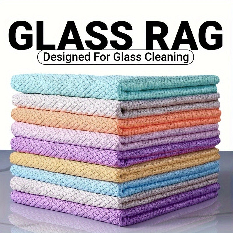 6\u002F 12 Microfiber Glass Cleaning Cloth - No Trace, Reusable, Anti-Shrinkage, Anti-Wrinkle, Non-Fading, Suitable for Window, Cutlery And Home Cleaning