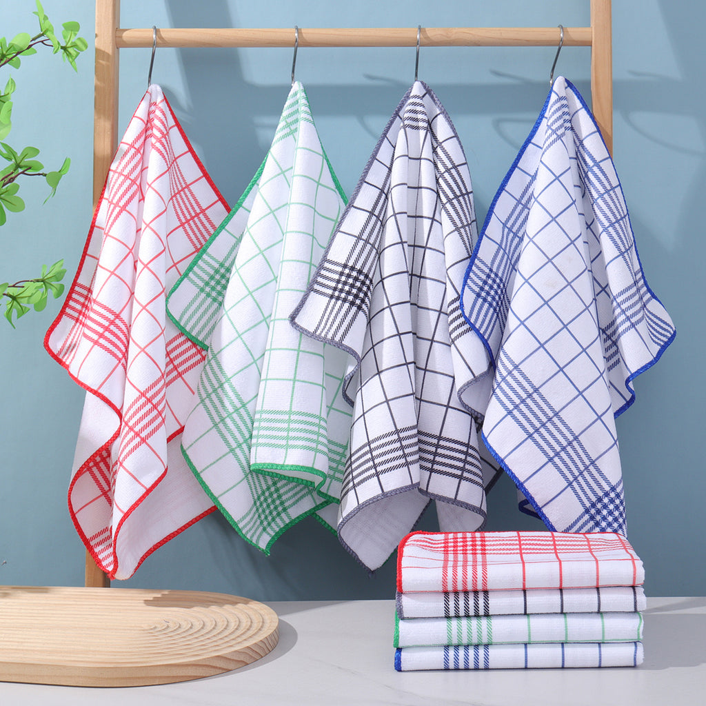 A Set of 12 Highly Absorbent And Lint-Free Dishcloths, Perfect for Quick Cleaning, Ideal for Coffee Machines, Featuring Plaid And Checkered Designs, Suitable for Kitchens And Dining Areas, And Can Be Given As Gift Towels