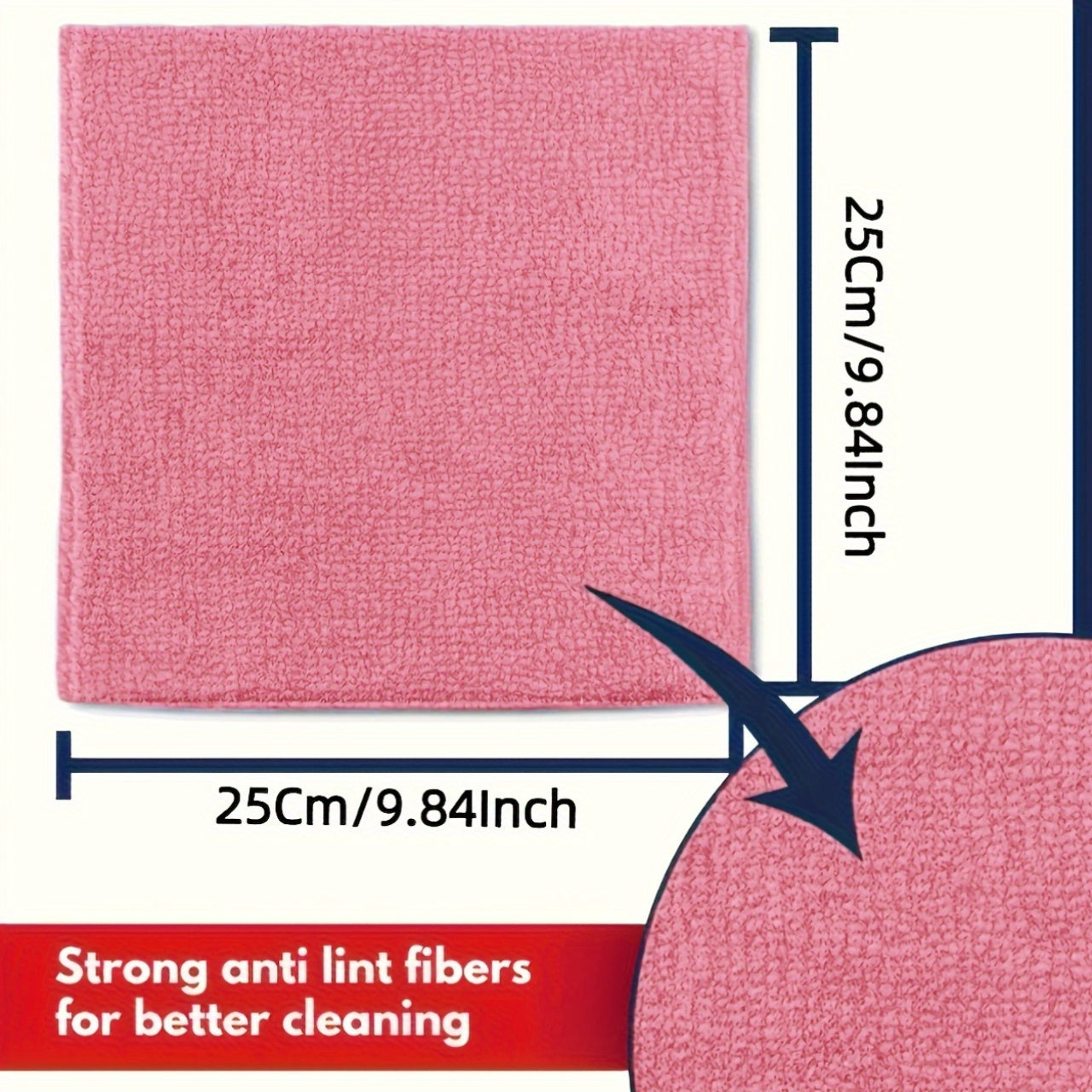 5pcs\u002F10pcs\u002F20pcs Pack Microfiber Kitchen Towels Suitable for Glass, Countertops, Pots, Bowls - Highly Absorbent & Durable Cleaning Cloths with Soft Texture, Pink Square Suitable for, Commercial Use, Dishwashing, Faucets