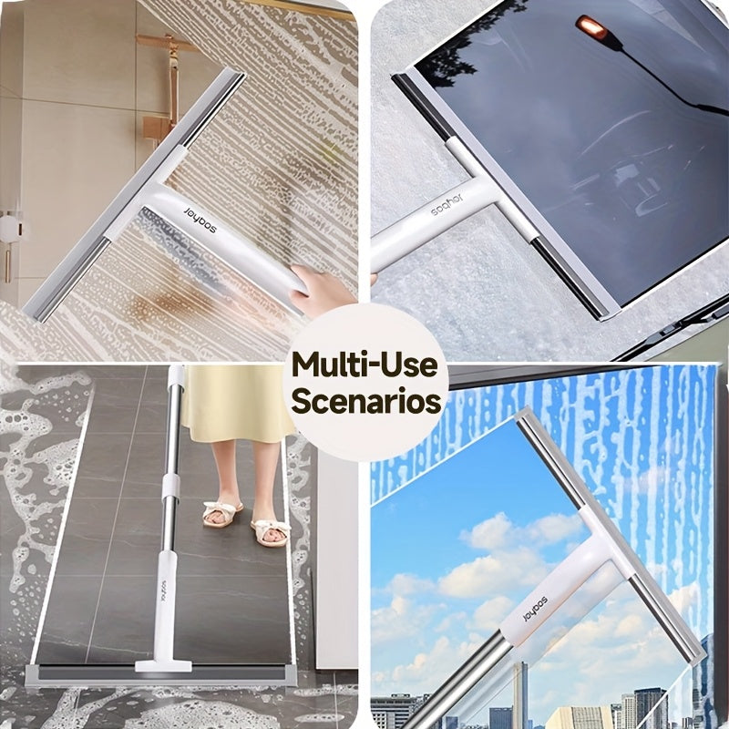1pc, a Handheld Glass Scraper with a Detachable Rod, Designed for Household Cleaning. This Multifunctional Is Suitable for Countertops, Mirrors, Shower Doors, And Other Cleaning Tasks in The Bathroom And Kitchen