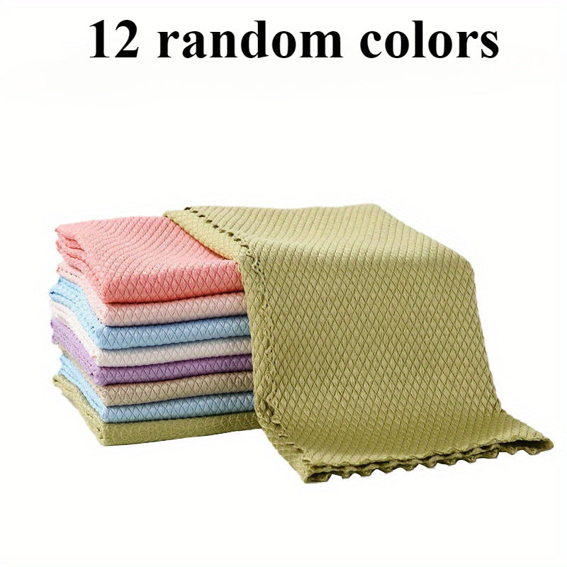 6\u002F 12 Microfiber Glass Cleaning Cloth - No Trace, Reusable, Anti-Shrinkage, Anti-Wrinkle, Non-Fading, Suitable for Window, Cutlery And Home Cleaning