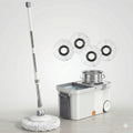 Dual Drive Spin Mop Bucket Set with 4 Microfiber Heads, Stainless Steel Wringer, Easy Clean Wet & Dry Floor Mop System