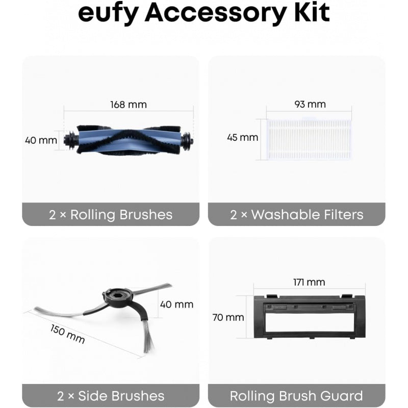 eufy Robot Vacuum C10 with Self Emptying, 8 Weeks Hands Free, Smart Mapping with LiDAR Navigation, 2.85-Inch Slim Design, Powerful Suction, Edge Expansion Brush for Pet Hair +Replacement Accessories