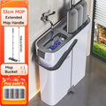 Mop And Bucket Cleaning Set, Floor Cleaning System, Hands-Free Household Dust Mop, Wet And Dry Separation Bucket, Includes Washable And Reusable Mop Cloth, Suitable for Living Room, Bedroom, Bathroom, Floor, Cleaning Tools, Cleaning Supplies