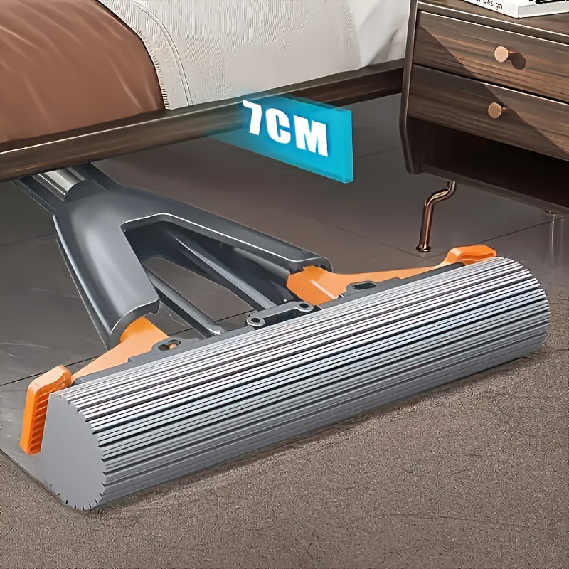 Super Absorbent Sponge Mop Set, Includes 2 Replacement Heads, Double-Folding Squeeze Mop Design, Durable Sponge Material, Widths of 11.0 inch \u002F 13.0 inch, Hands-Free Operation, Suitable for Kitchen, Bathroom, And Living Room Floors