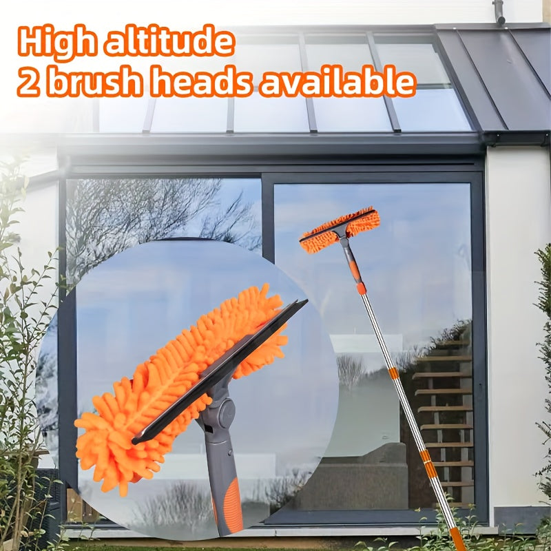 Extra-Long 2-in-1 Professional Window Squeegee Mop, Telescopic High-Place Cleaning Kit & Dust Mop Cleaning Set, Telescopic Pole Suitable for High Window Cleaning, Outdoor Cleaning Tools, Christmas\u002FGift, Great Christmas Gift, Household Window Cleaning