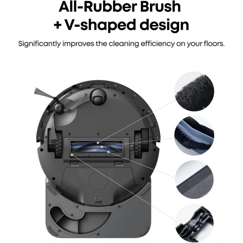 eufy Robot Vacuum C10 with Self Emptying, 8 Weeks Hands Free, Smart Mapping with LiDAR Navigation, 2.85-Inch Slim Design, Powerful Suction, Edge Expansion Brush for Pet Hair +Replacement Accessories